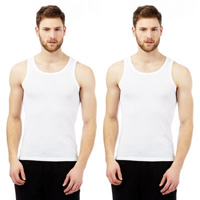 Pack of two cotton mesh vests